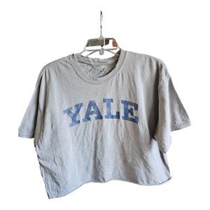 Yale University Gray Boxy Crop T-Shirt, Short Sleeves
